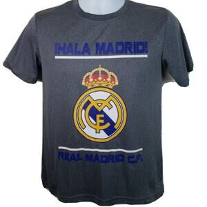 Official Real Madrid Soccer Football Club Gray Youth Tshirt Size Large